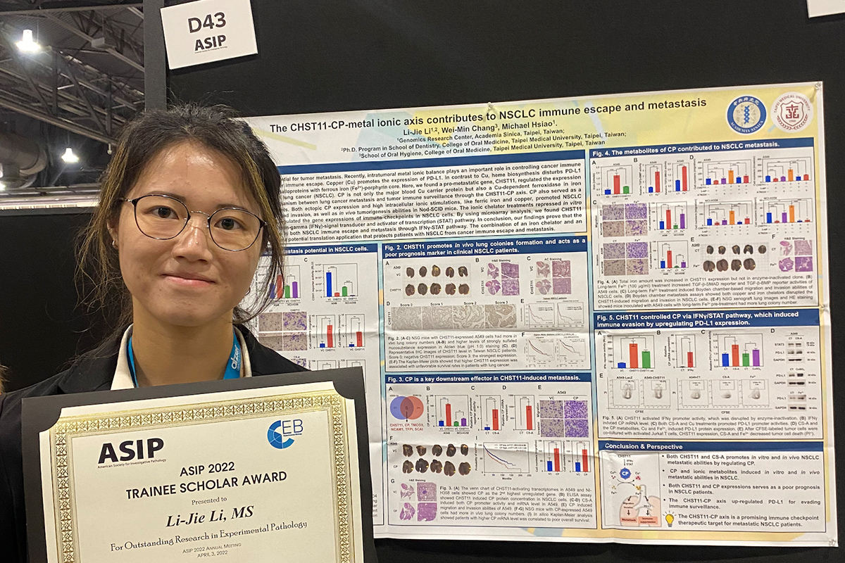 Li-Jie Li receives ASIP 2022 A.D. Sobel Trainee Scholar Award